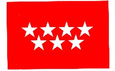 Primera posibilidad para realizar la bandera: fondo rojo carmesí y estrellas en blanco.