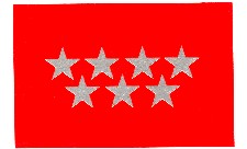 Segunda posibilidad para realizar la bandera: fondo rojo carmesí y estrellas en plata.
