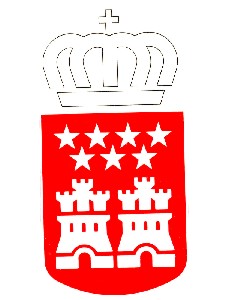 Fondo rojo carmesí, con reserva para estrellas y castillos.
