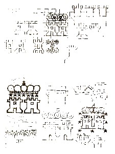 Diferentes planteamientos para conseguir la línea gráfica de los castillos.